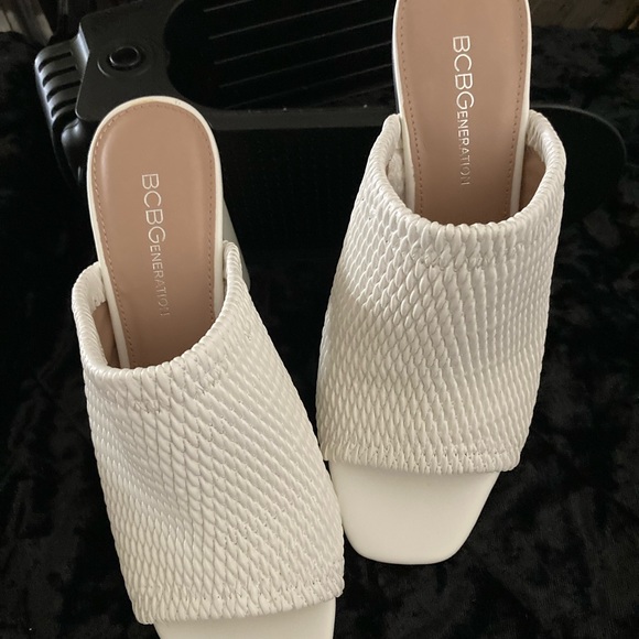 BCBGeneration - eggshell, special-occasion, textured, high-heeled sandals. - Picture 6 of 6